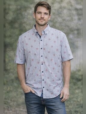 Michael Strahan Men's Button Up Shortsleeve Shirt,  Size XXL